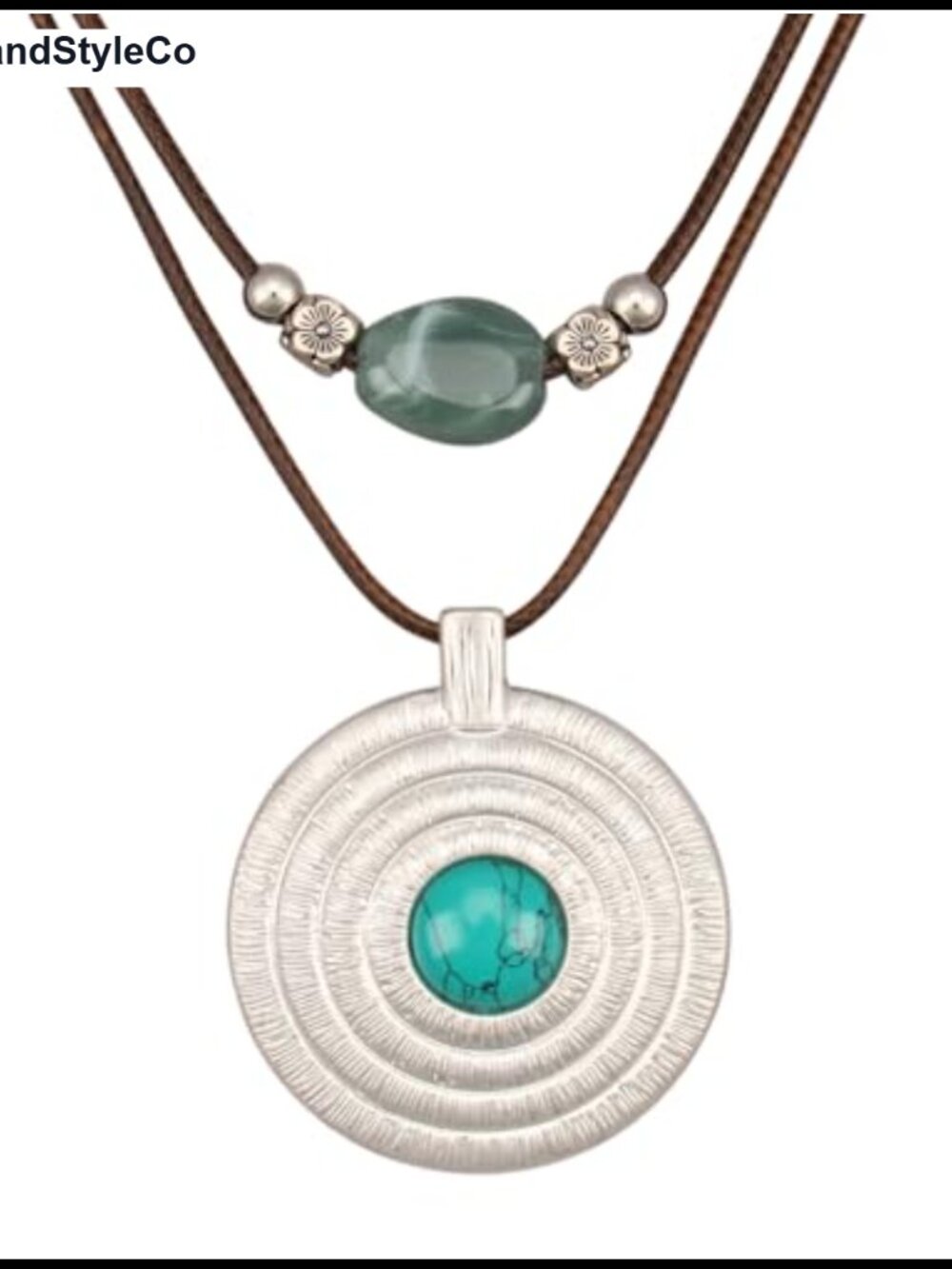 Boho Necklace Women Chunky Circle Pendant Faux Leather Choker